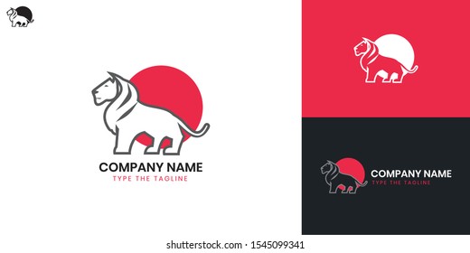 Lion logo - All elements on this template are editable with vector software.
