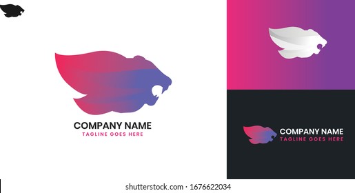 Lion logo - All elements on this template are editable with vector software.