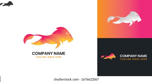 Lion logo - All elements on this template are editable with vector software.