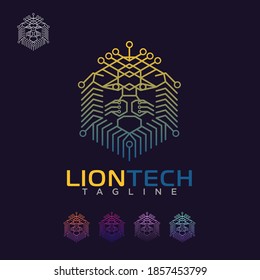 Tecnología de león , plantilla de vector de diseño creativo