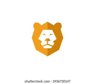 Icono del vector de cabeza animal del logotipo del león 
