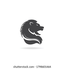 Lion logo  black vector illustration, King design.