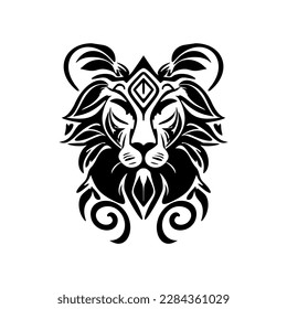 Lion logo with black and white vector illustration