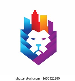 Lion logo and Building Logo Vector