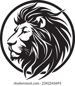 Lion Logo for  business and fashion print. Black and white. Vector Illustration. svg