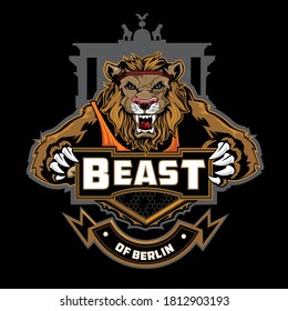 Lion logo cartoon in vector