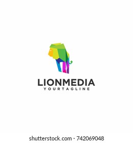 Lion Logo Colourful Art Vector 