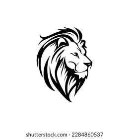﻿A lion logo composed of black and white simple lines.