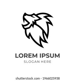 lion logo concept with flat black color style