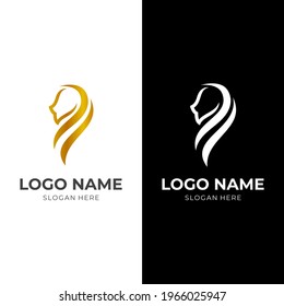 lion logo concept with flat gold and white color style