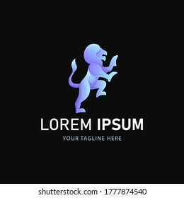 Diseño del logotipo del león. Estilo de degradado de logotipo animal