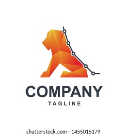 Lion logo design with chart statistic