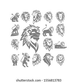 Lion Logo Design Collection Symbol Illustration Vector Set
