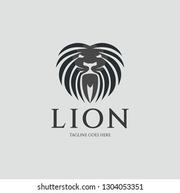 Lion logo design concept.  Lion hair logo. Vector illustration