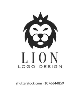 Lion logo design, element with wild animal for poster, banner, emblem, badge, tattoo, t shirt print, vector Illustration on a white background