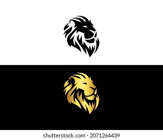 Lion Logo Design Icon Black And Gold Color Vector Template.