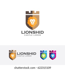Lion logo design. Protection and Security, Animal head logo concept. Vector logo template