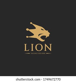 Plantilla de diseño del logotipo de león. El rey león. Ilustración del vector