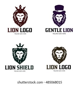 Lion Logo design template ,Lion King Logo set ,Gentle Lion Logo ,Vector Illustration