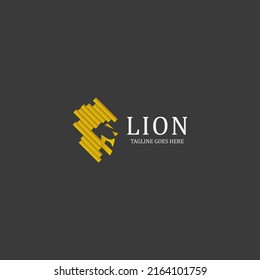 Plantilla de diseño del logotipo de león. Logo del león de Pixel. Ilustración del vector