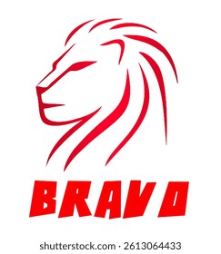 Lion logo design template in red color