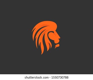 Lion logo design vector icon symbol logotype. Side lion's head with shadows, modern style illustration.