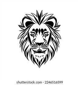 Diseño del logo de los leones . Ilustración vectorial eps 10. Cabeza de león con fondo blanco y negro ilustrando una cabeza de león con fondo blanco y negro