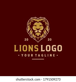 plantilla vectorial de diseño de logotipo de león 
