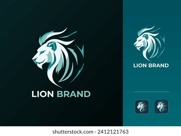 Lion Logo Design Vector Template.
Modern Abstract Lion Brand Logo  Illustration with App Icon. Strength, King, Brave, Beast, Lio, hunting, predator, regal, wildlife Sign or Symbol Logo Element.