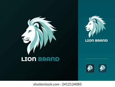 Lion Logo Design Vector Template.
Modern Abstract Lion Brand Logo  Illustration with App Icon. Strength, King, Brave, Beast, Lio, hunting, predator, regal, wildlife Sign or Symbol Logo Element.