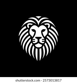 Lion Logo Design Vector Template. Lion Head Logo Icon Vector illustration. Black and white Lion head vector illustration.	