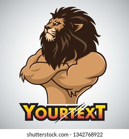 Lion Logo Esports Sport Mascot Character Design Vector Cartoon