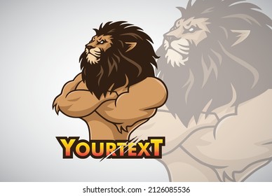 Lion Logo Esports Sport Mascot Character Design Vector Cartoon