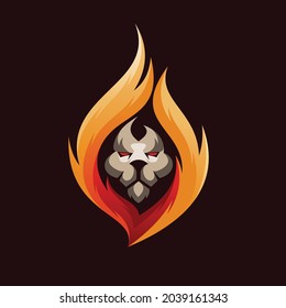 lion logo with fire concept