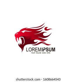 The lion logo in the fire, tiger with fire logo template 