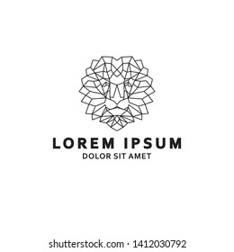 lion logo with geometric lines shape