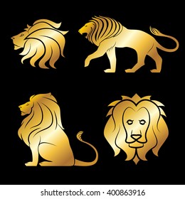  Lion logo gold set