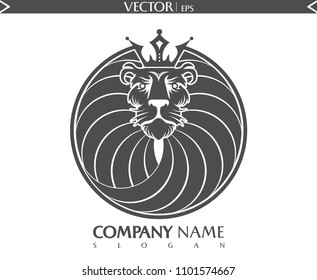 Lion Logo. Grey Logo. Vector Illustration Icon