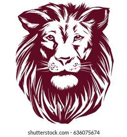 lion logo hand drawn vector illustration realistic sketch