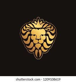Lion logo. Lion head with crown - vector illustration, emblem design. Universal company symbol. Heraldic premium logo icon sign.
