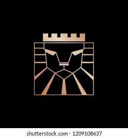Lion logo. Lion head with crown - vector illustration, emblem design. Universal company symbol. Heraldic premium logo icon sign.