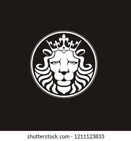 Lion logo. Lion head with crown - vector illustration, emblem design. Universal company symbol. Heraldic premium logo icon sign.