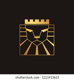 Lion logo. Lion head with crown - vector illustration, emblem design. Universal company symbol. Heraldic premium logo icon sign.
