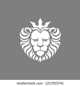 Lion logo. Lion head with crown - vector illustration, emblem design. Universal company symbol. Heraldic premium logo icon sign.