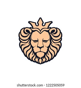 Lion logo. Lion head with crown - vector illustration, emblem design. Universal company symbol. Heraldic premium logo icon sign.