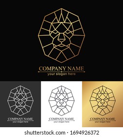 Lion logo. Lion head with crown - vector illustration, emblem design. Universal company symbol. Heraldic premium icon 