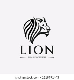 Logo de León. Icono de cabeza de león. Ilustración del vector