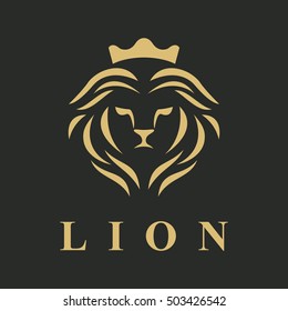 Lion logo. Lion head vector. Lion head logo. Lion icon. Lion king. Crown icon. Crown logo. Animal logo. Vector logo template. Business logo. Emblem vector. Emblem logo.