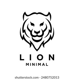 Lion logo icon design illustration black and white template