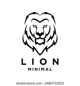 Lion logo icon design illustration black and white template